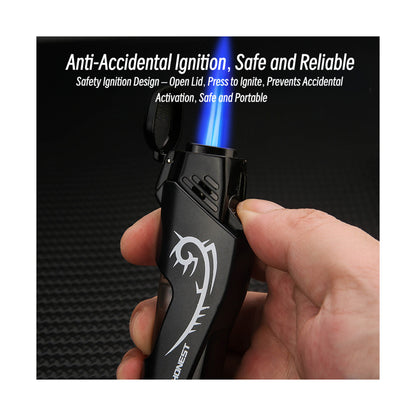 Honest New Dual Jet Blue Flame Windproof Portable Refillable Lighter Personalized Design Business Gift