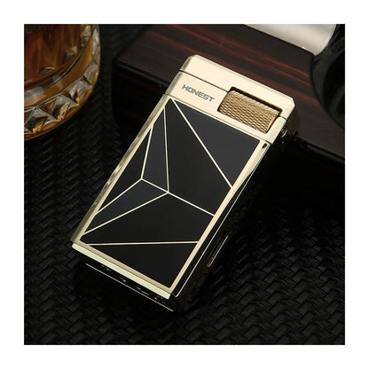 Honest New Windproof Butane Lighter with Dual Flame and Flint Ignition for Moxibustion and Daily Use - Trendy Design[No fuel]]
