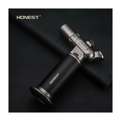 Honest Windproof Refillable lighters - Metal Butane Gas Lighters - Dual Turbo Direct Injection Lighter - Cooking Torch Lighter - Fixed The Flame Function