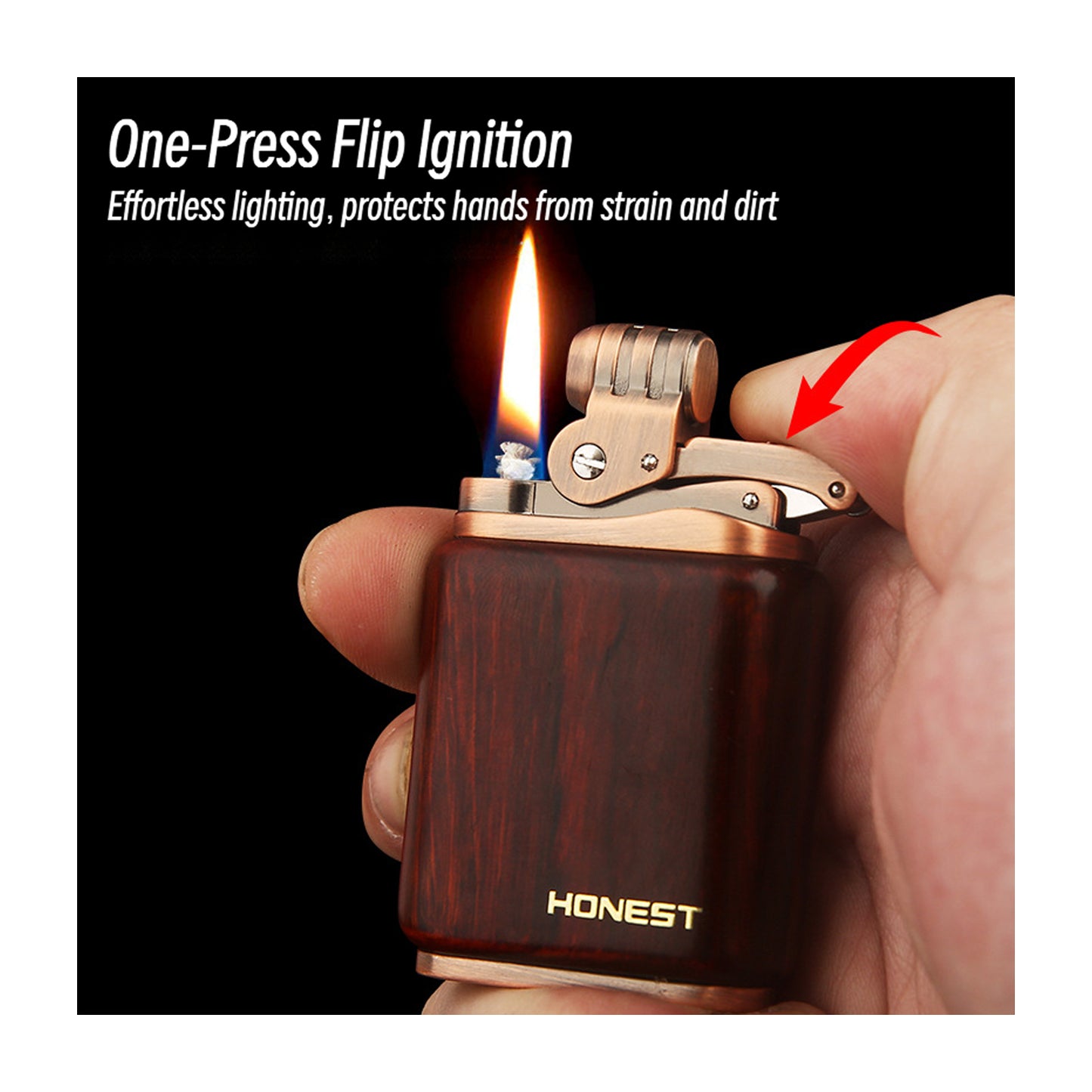 Honest Premium Windproof Kerosene Lighter for Men Retro Vintage Sandalwood Durable Creative Gift