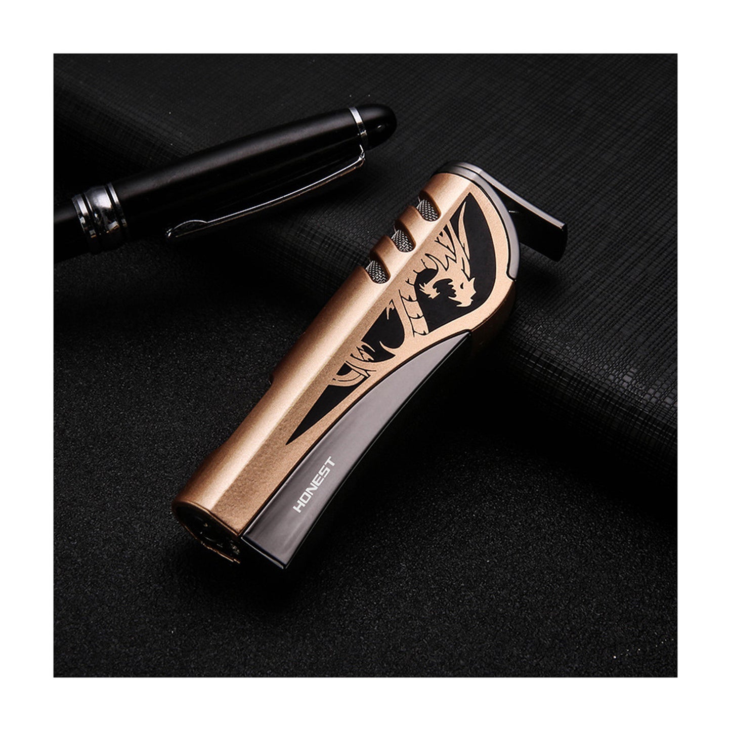 HONEST Blue Flame Torch Lighter Refillable Gas Lighter Creative Metal Design Unique Gift Idea for Men and Women