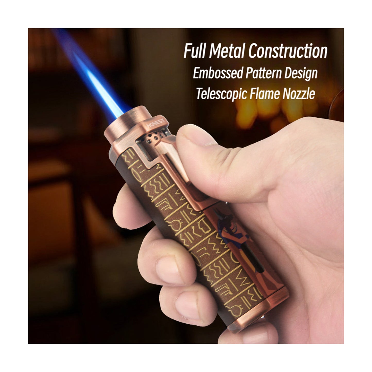 Honest Vintage Refillable Butane Jet Flame Metal Lighter Luxury Creative Personalized Gift for Boyfriend