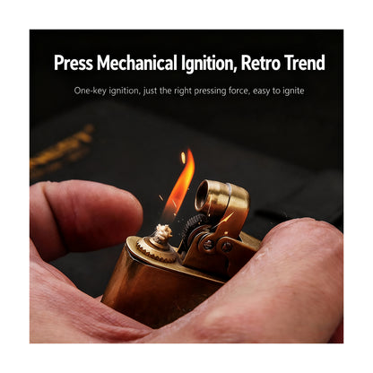 Honest Vintage Kerosene Lighter Old Fashioned Push Ignition Soft Flame Refillable Reusable Windproof Trench Men
