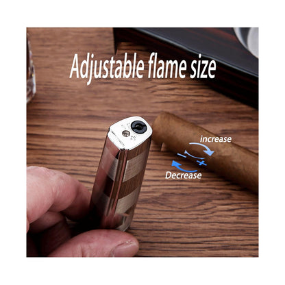 Honest Portable Blue Straight Flame Lighter Windproof Butane Lighter Jet Single Flame Lighter Convenient and Compact Rechargeable Adjustable Flame Suitable for Men's Gifts