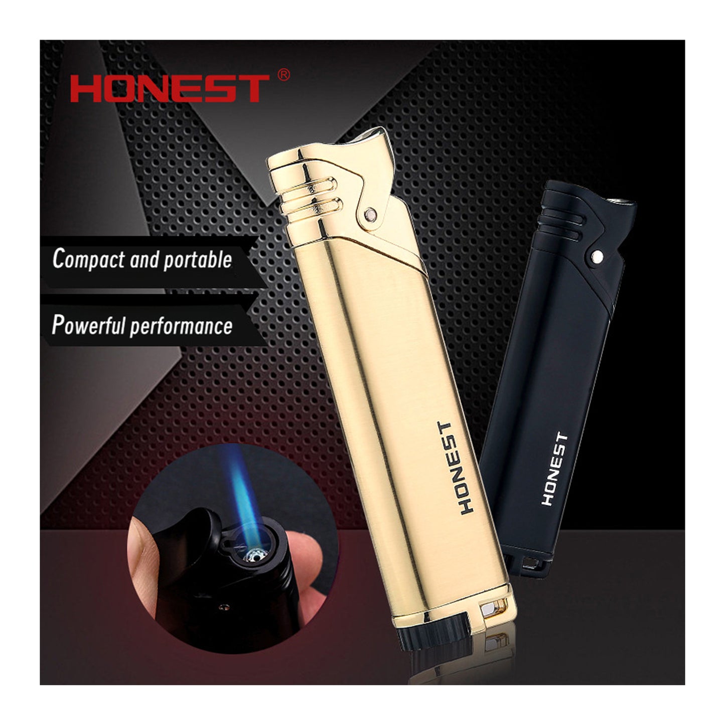 Honest Windproof Jet Flame Refillable Lighter Creative Gift Outdoor Mini Portable Pocket Lighter