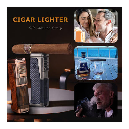 HONEST Four Jet Flame Windproof Butane Torch Lighter – Refillable and Adjustable, Perfect Gift Set for Men, Fathers Day, Friends, and Dads