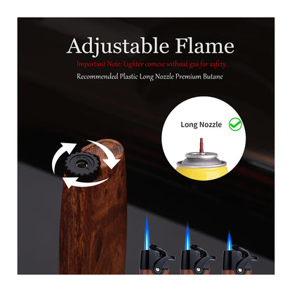 HONEST Butane Torch Pocket Lighter - Adjustable Refillable Gas Lighter for Candles, Kitchen, Fireplace, and Fireworks (Butane Not Included)