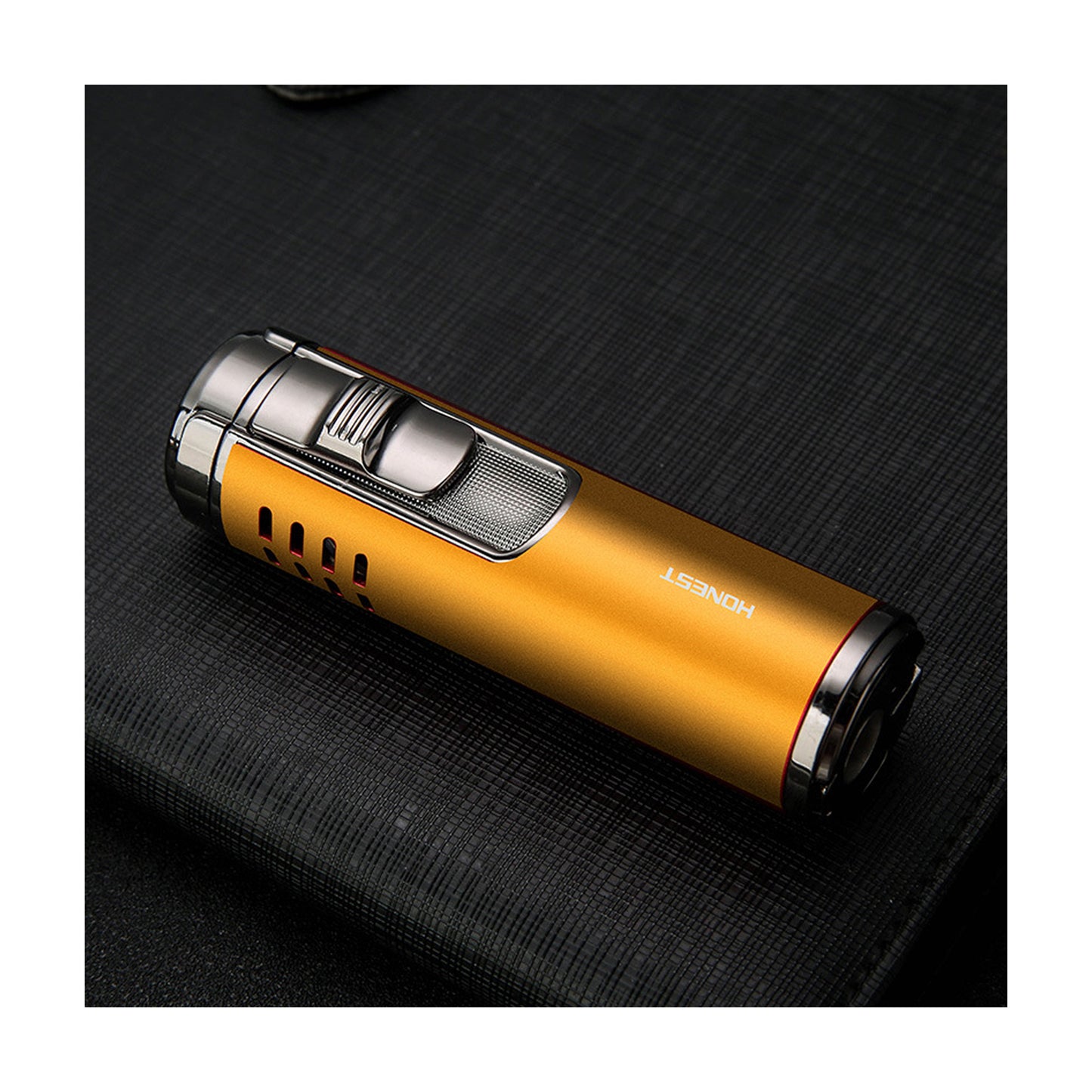 Honest Torch Lighter, 4 Jet Flame Lighter with Punch,Refillable Butane Windproof Lighter Gift for Men (Without Gas)