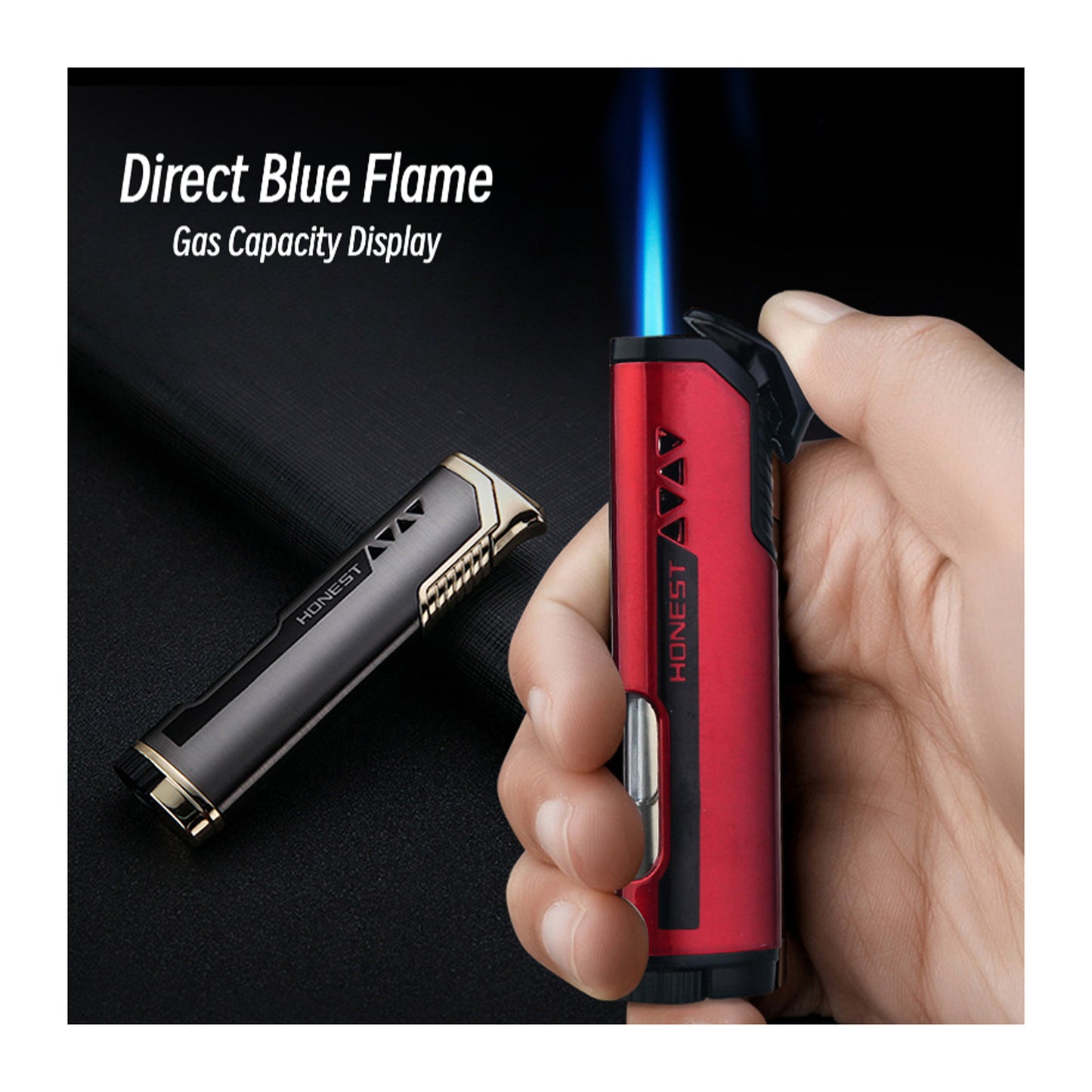 Honest Windproof Jet Flame Lighter Creative Gift Outdoor Mini Portable Refillable Gas Lighter Smoking Accessory