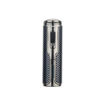 Honest Arc Pulse Windproof Three Straight Blue Flame Lighter, Metal Torch Lighter with Punch Hole, Refillable with Butane, Adjustable Flame, Suitable for Indoor and Outdoor Use