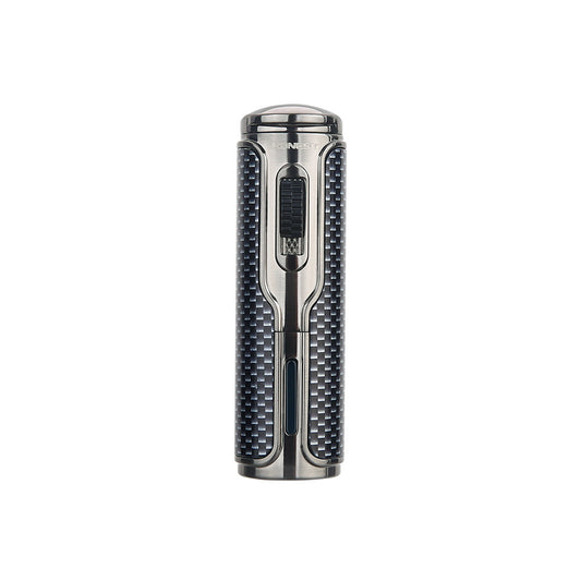 Honest Arc Pulse Windproof Three Straight Blue Flame Lighter, Metal Torch Lighter with Punch Hole, Refillable with Butane, Adjustable Flame, Suitable for Indoor and Outdoor Use