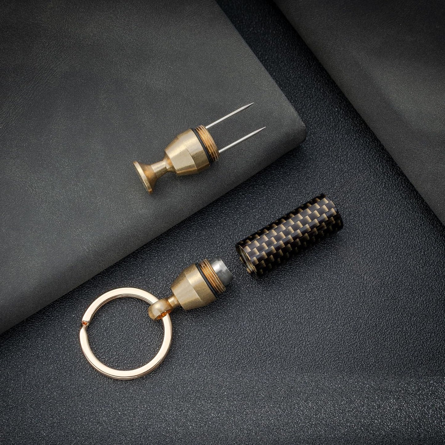 Honest Solid Brass 2-in-1 Cigar Punch Cutter Cigar Needle with Keychain, Cigar Draw Enhancer, Premium Cigar Accessories Tool