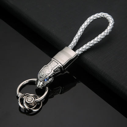 Honest Authentic Leopard Head Car Keychain, High-End All-Metal Creative Personalized Keyring for Men, Waist Pendant
