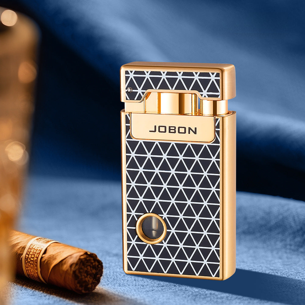 Dual Flame Butane Lighter with Transparent Fuel Tank, Jet Torch & Soft Flame, Refillable Windproof Design