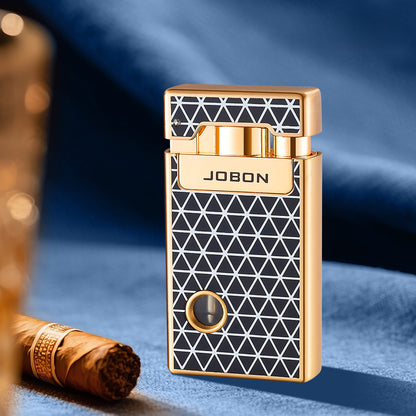 Dual Flame Butane Lighter with Transparent Fuel Tank, Jet Torch & Soft Flame, Refillable Windproof Design