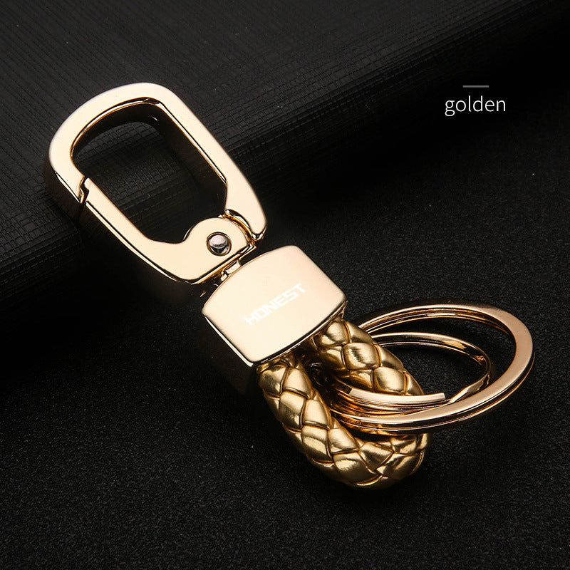 Honest Creative Braided Leather Keychain for Men and Women - Custom Metal Key Ring for Car Keys, Wholesale"
