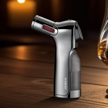 Quad Jet Flame Torch Lighter Windproof Refillable Butane Lighter with Safety Lock for Outdoor BBQ, Camping, Kitchen Ignition & Multi-Purpose Use
