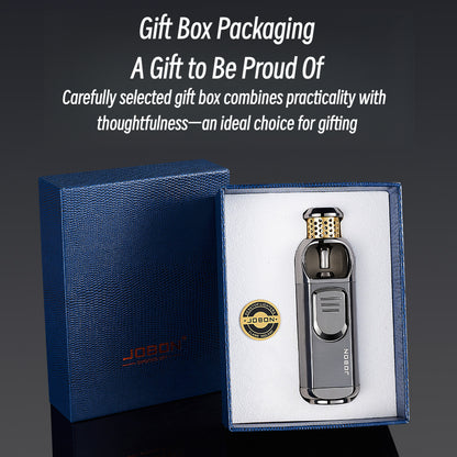 New Blue Flame Torch Lighter, Portable Windproof Refillable Butane Metal Lighter for Outdoor & Kitchen Use