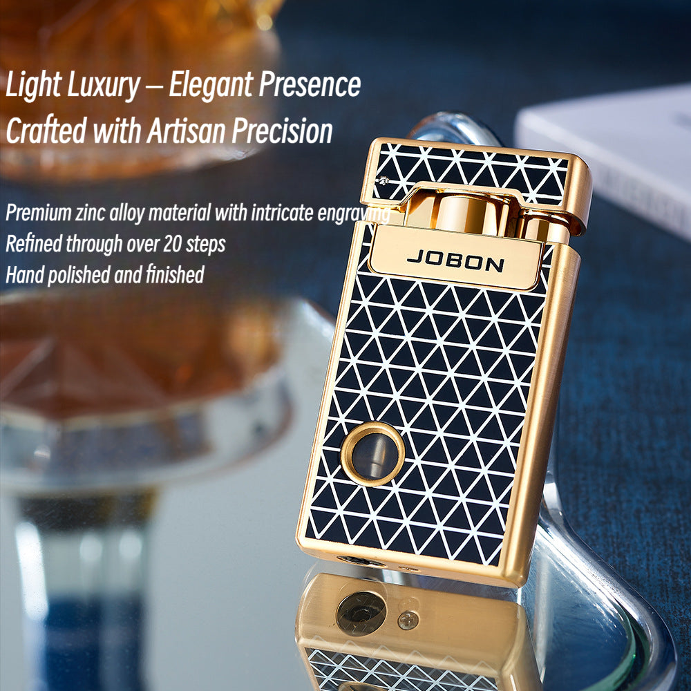 Dual Flame Butane Lighter with Transparent Fuel Tank, Jet Torch & Soft Flame, Refillable Windproof Design