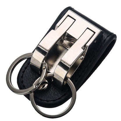 Honest Men's Business Leather & Metal Car Keychain Wholesale, Stylish Waist-Hang Design for Corporate Gifts