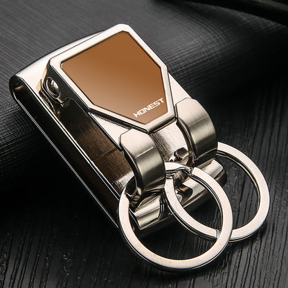 Honest Factory Direct Sale Men's Belt Keychain - Metal Double Ring Waist Hanging Keychain