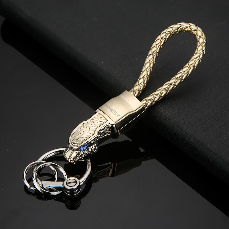 Honest Authentic Leopard Head Car Keychain, High-End All-Metal Creative Personalized Keyring for Men, Waist Pendant