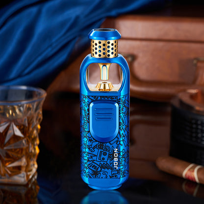 New Blue Flame Torch Lighter, Portable Windproof Refillable Butane Metal Lighter for Outdoor & Kitchen Use