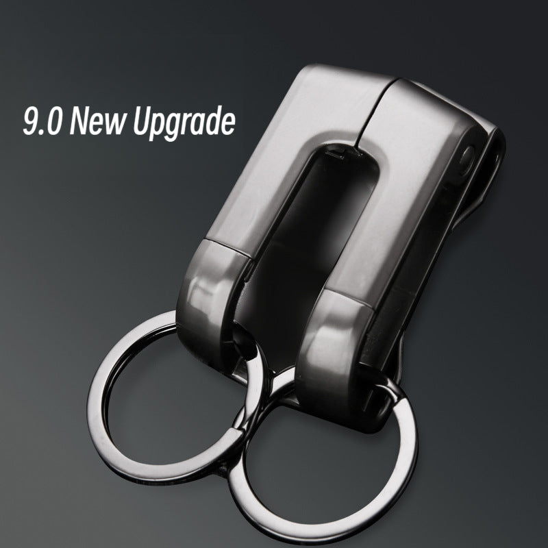 Honest Double Circle Metal Keychain with Dual-Row Anti-Lost Design for Men - Car Waist Hanging Key Holder