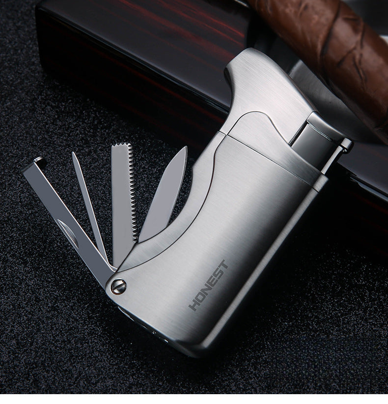 Honest Multi Function Soft Flame Lighter,Refillable Butane Gas Lighter with Pipe Tools
