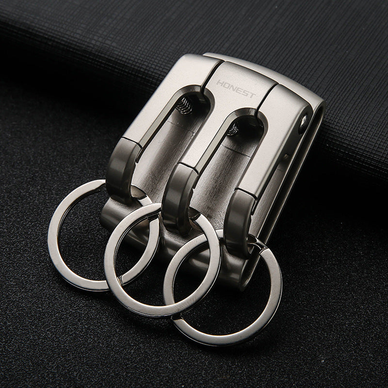 Honest New Men's Belt-Style Anti-Loss Keychain with 3 Hooks, Creative Gift Waist-Hang Car Keychain