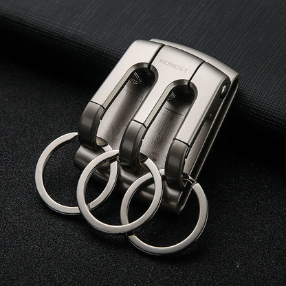 Honest New Men's Belt-Style Anti-Loss Keychain with 3 Hooks, Creative Gift Waist-Hang Car Keychain