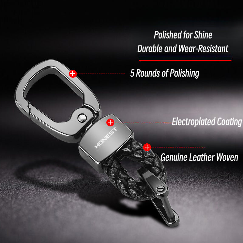 Honest Creative Braided Leather Keychain for Men and Women - Custom Metal Key Ring for Car Keys, Wholesale"
