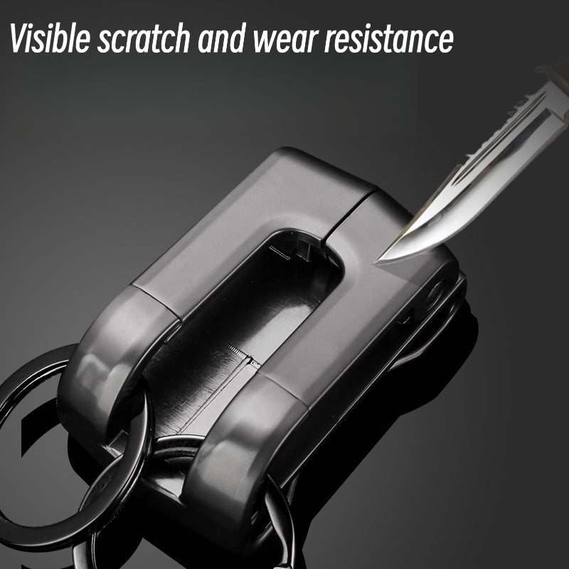 Honest Double Circle Metal Keychain with Dual-Row Anti-Lost Design for Men - Car Waist Hanging Key Holder