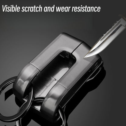 Honest Double Circle Metal Keychain with Dual-Row Anti-Lost Design for Men - Car Waist Hanging Key Holder