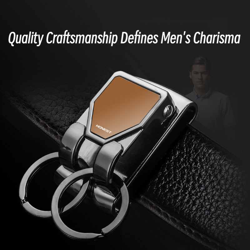 Honest Factory Direct Sale Men's Belt Keychain - Metal Double Ring Waist Hanging Keychain