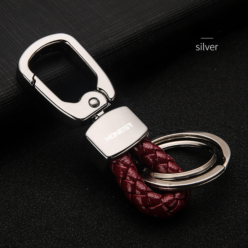 Honest Creative Braided Leather Keychain for Men and Women - Custom Metal Key Ring for Car Keys, Wholesale"