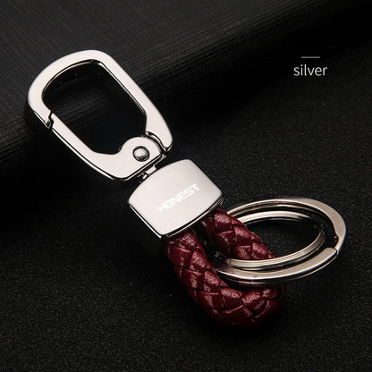 Honest Creative Braided Leather Keychain for Men and Women - Custom Metal Key Ring for Car Keys, Wholesale"