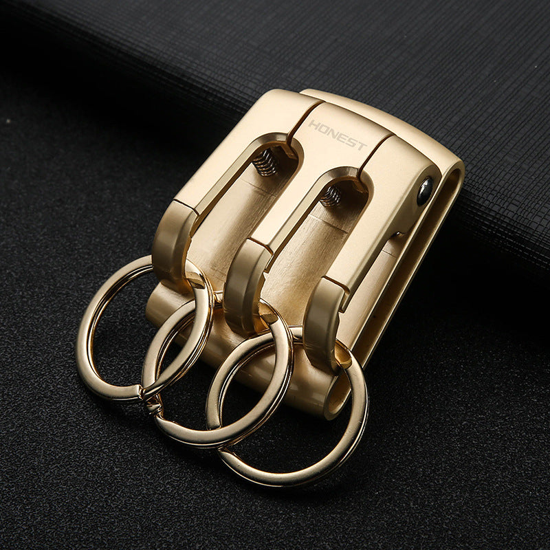 Honest New Men's Belt-Style Anti-Loss Keychain with 3 Hooks, Creative Gift Waist-Hang Car Keychain