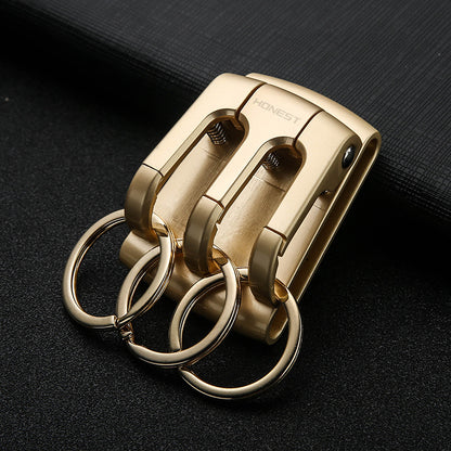 Honest New Men's Belt-Style Anti-Loss Keychain with 3 Hooks, Creative Gift Waist-Hang Car Keychain