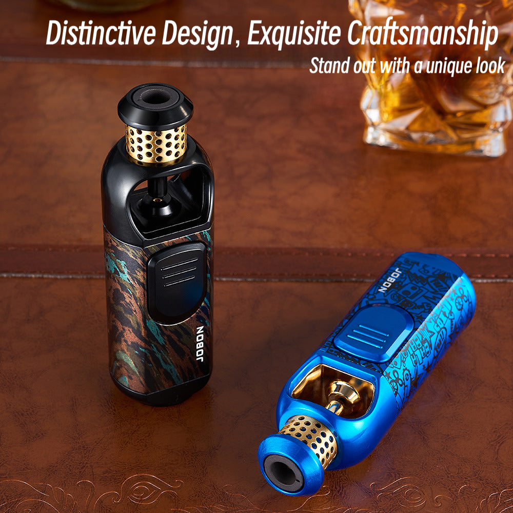New Blue Flame Torch Lighter, Portable Windproof Refillable Butane Metal Lighter for Outdoor & Kitchen Use