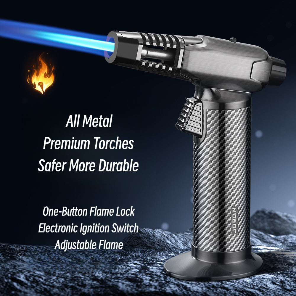 High-Power Jet Flame Torch Lighter Refillable Butane Windproof Igniter for Outdoor Camping, BBQ, Kitchen Cooking & Multipurpose Use