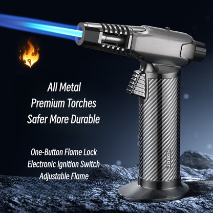 High-Power Jet Flame Torch Lighter Refillable Butane Windproof Igniter for Outdoor Camping, BBQ, Kitchen Cooking & Multipurpose Use