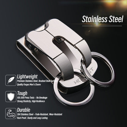 Honest 304 Stainless Steel Keychain for Men, Belt Loop Car Key Holder, Double Row Keychain, Small Wholesale Gift