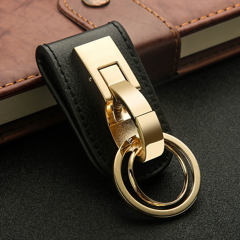 Honest Men's Leather Belt Keychain – Premium Genuine Leather Waist Key Holder, Anti-Loss Simple Single Buckle Keychain