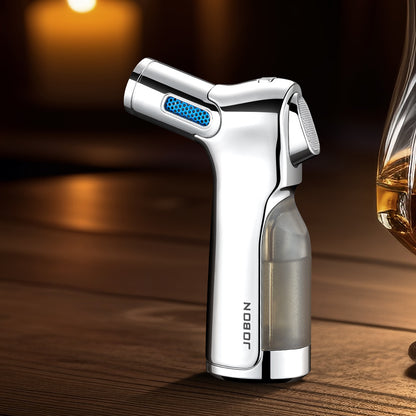 Quad Jet Flame Torch Lighter Windproof Refillable Butane Lighter with Safety Lock for Outdoor BBQ, Camping, Kitchen Ignition & Multi-Purpose Use