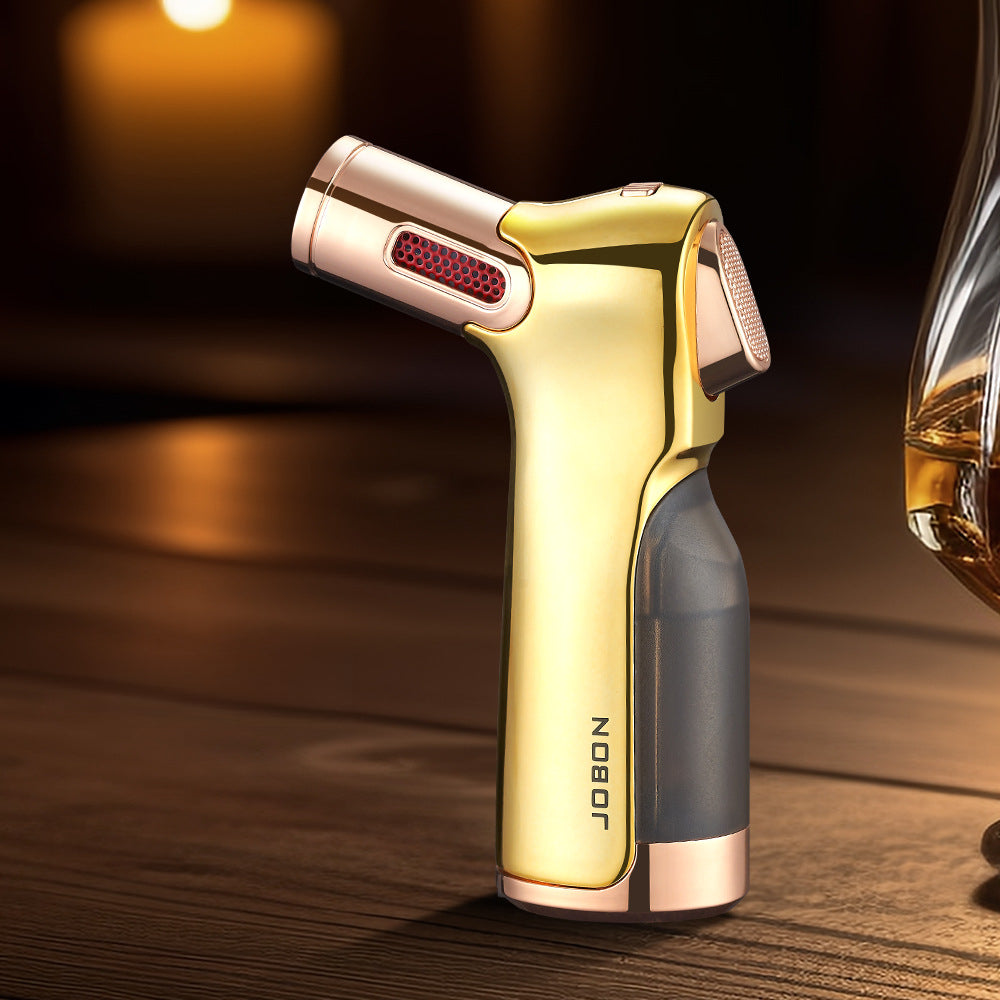 Quad Jet Flame Torch Lighter Windproof Refillable Butane Lighter with Safety Lock for Outdoor BBQ, Camping, Kitchen Ignition & Multi-Purpose Use