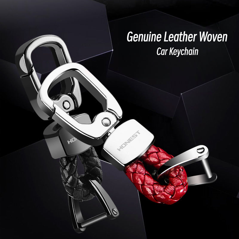 Honest Creative Braided Leather Keychain for Men and Women - Custom Metal Key Ring for Car Keys, Wholesale"