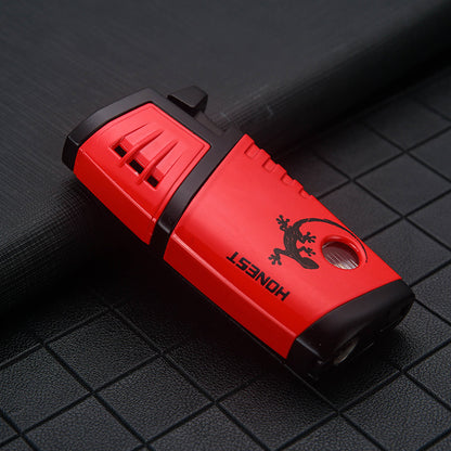 Honest Custom Multi-Function Dual Jet Blue Flame Windproof Metal Refillable Lighter with Snowflake Drill Wholesale