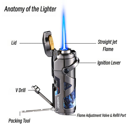 Windproof Metal Lighter with Foldable Multi-Function Spark Ignition and Arm Design