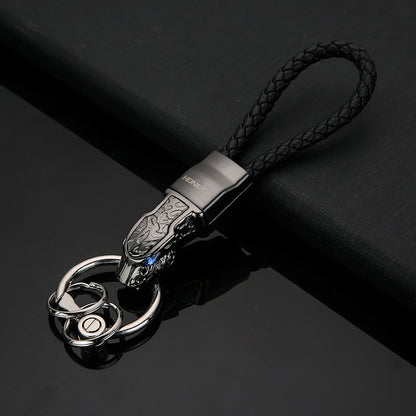 Honest Authentic Leopard Head Car Keychain, High-End All-Metal Creative Personalized Keyring for Men, Waist Pendant